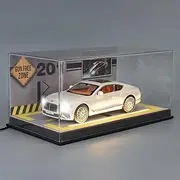 LOVEPOSELY Acrylic Display Case with Light for 1:24 Bentley Continental Model Cars, Collection Clear Acrylic Display Box with Leather Base for Diecast Cars White