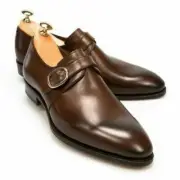 Handmade Men's Oxfords brown leather monk shoes, Men brown leather dress shoes