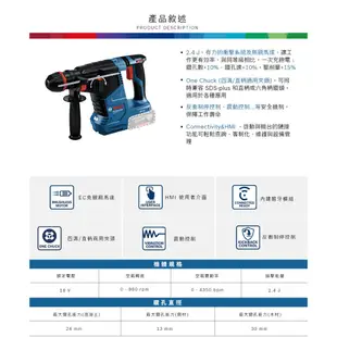 BOSCH 博世 18V鋰電免碳刷通用夾頭鎚鑽 GBH 187-LI One Chuck 空機