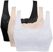 Women Lace Genie Bra Wireless Sports Underwear Breathable Sexy Shockproof Bralettes Fitness Yoga 3 Color L
