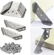 [JINGEGECOME] 12Pcs Corner Bracket , Metal Brackets, Angle Corner Bracket for Wood Heavy Duty Cold-Rolled Stainless Steel Right Corner Angle Bracket with 100pcs Screws for Tables, Chairs and all kinds of Furniture.