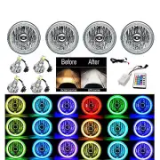 5-3/4" IR RGB COB Color Change Halo Angel Eye Shift Headlamp LED Headlights Set (for: Volvo)