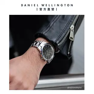 【Daniel Wellington】DW 手錶 Iconic Chronograph 42ｍｍ曜夜黑三眼精鋼錶-銀框