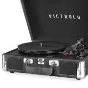 Portable 3-Speed Suitcase Turntable with Bluetooth for On-the-Go Music Lovers