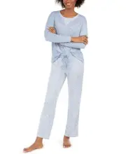 Muk Luks Womens Heathered Top & Printed Pants Pajama Set Size Small