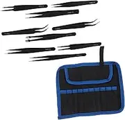 IWOWHERO 10pcs Precision Anti-static Stainless Steel Tweezers Set Portable Jewelry Repair Tool Kit For Phone Watchmaking Electronics