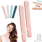 Cozy Home Curling Iron, Mini Dual Purpose Curling Iron, Upgrade 2-in-1 Portable Curling Wand and Flat Iron, Portable USB Mini Ceramic Curling Iron for Short Hair & Long Hair (10)