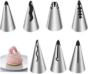 Piping Tips for Cake Decorating,CAASFOOY 7 PcsCake Decorating Kit, Stainless Steel Ruffle Piping Tips, Frosting Tools for Baking DIY Kitchen Tools Pastry Bag Set