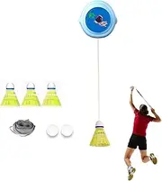 Single-Player Badminton Trainer Rebound Practice Device, Rebound Badminton Trainer, Badminton Self Practice Trainer Aid for Indoor, Portable Training Machine Practice Tool