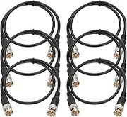 uxcell Power Cable 1.64Ft, 6 Pcs 10mm x 13mm RCA Male to Male Pigtail Barrel Plug Connector Cable for CCTV Security Camera Lighting Power Adapter, Black