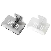 2pcs Wall Mounted Soap Rack Bathroom Soap Storage Rack Toilet Soap Holder Soap Draining Rack (Black White)