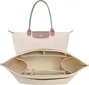 LOUKAYCCI Upgraded Felt Organizer Insert for Longchamp Le Pliage M Handbag Insert (Beige, Medium)