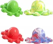 New for 2021! 2 Pack Reversible Octopus Pop It Push Sensory Keychain and Backpack Charm Fidget Toy for Autism Needs Stress, Anxiety Relief for Kids and Adults (Red and Green)