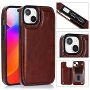 Wallet Case For Iphone 15 Plus,RFID Blocking Card Slot,Durable Leather Phone Case For Iphone 15 Plus-Brown