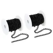 33Ft Curb Chain, Twisted Cuban Link Chain with Spool 8.5 x 5 x 1mm, Dark Silver