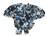 Chico's Tie Front Top Ethereal Song Long Sleeve Scandi Blue Blouse Womens 0
