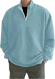 [Generic] Sweaters Big and Tall Mens Simple Casual Loose Hoodless Oversize Zipper Solid Stand Collar Hoodless Pullover Sweater Coat Top Tall Sweater
