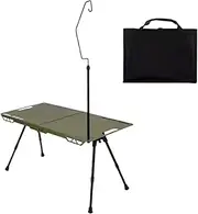Riaisttd Camp Table | Foldable Dining Board,Portable Camp Table with Light Stand & Adjustable Height for Travel Backyard Barbecue Garden Beach Picnic Patio Tailgating RV
