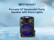 Emerson EDS-1200 Portable 12” Bluetooth Party Speaker with Disco Lights and Mic