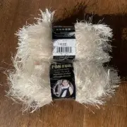 Lion Brand yarn Fun Fur Eyelash Yarn Ivory 098 Lot of 2 - New, polyester