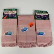 3 Charles Craft Towels to Cross Stitch Pink Fringe Fingertip Bathroom