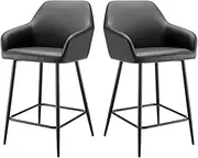 Set of 2 Paige Faux Leather Bar Stools (Black PU/Black) - OVPAIGBSTCA