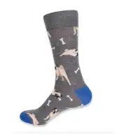 Urban Peacock Men's Novelty Fun Crew Socks - Dogs - Pugs, Grey - 1 Pair