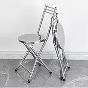 Folding Chair Stainless Steel Folding Stool, Small Dining Stool Bar Stool Vanity Stool with Backrest, Collapsible Outdoor Indoor Event Chairs(45cm/17.7in)