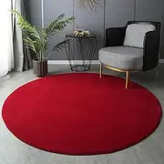 JIXINHE Round Area Rug，Super Soft Comfy Indoor Circle Carpets,Non-Slip Home Decor Cute Fluffy Furry Rugs(Size:4 Feet,Color:Red)