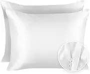 ShopBedding Luxury Satin Pillowcase for Hair – King Satin Pillowcase with Zipper, White (Pillowcase Set of 2) – Blissford