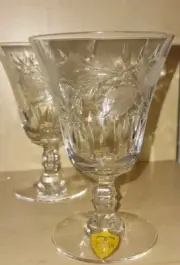 Set Of 2 - Tiffin Crystal Stemware- Etched And Cut- 4 Oz Cordial- 4 1/4" Tall