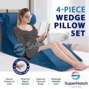 4PCS Bed Wedge Pillow Back Lumbar Support Cushion Leg Rest Elevation Headrest