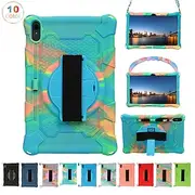 Tablet Case Cover For Samsung Galaxy Tab S8 S7 S6 A8 A7 Lite 8.7 10.4 10.5 11 A 8.0 2022 2021 2020 2019 Portable Handle Shoulder Strap Solid Colored Armor Sili