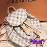 二手精品 LV 路易威登 女包 SPERONE BB 白棋盤格書包 手提雙 肩背包N44026