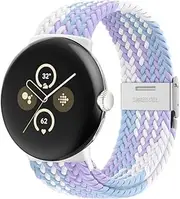 Stretchy Braided Bands Compatible with Pixel Watch 2 Band/Google Pixel Watch Band - Upgraded Connector - Adjustable Elastic Nylon Breathable Sport Loop Straps for Pixel Watch 2 & 1 Women Men,violet