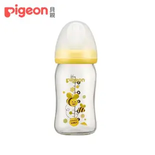 【Pigeon 貝親】寬口母乳實感彩繪玻璃奶瓶160ml(2款)