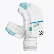 DSC Cynos 44 Batting Gloves | Color: White | Size: Compact Left Hand | Material: Leather | Three-Piece Sidebars | Leather Tabs on Fingertips | Mesh Thumb for Better Ventilation