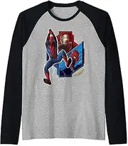 [Marvel] Spider-Man Homecoming Iron Man And Spider-Man Panels Raglan Baseball Tee