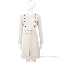 在飛比找Yahoo奇摩購物中心優惠-PAOLA FRANI 米白色排釦大衣(附腰帶)