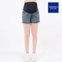 在飛比找momo購物網優惠-【Gennies 奇妮】刷破造型牛仔短褲-藍(孕婦褲 牛仔褲