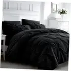 7pc Comforter Set with Sheets, 7 Piece Pintuck Bed in a Bag Size Queen Black
