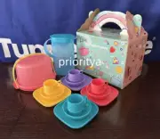 Tupperware Kids Toy 14Pc Mini Mug Pitcher Plate Cake Taker Party Set w/ GIFT BOX