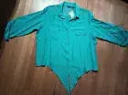 Westbound Woman 2X Teal Top, Lace Design, Button Front, 3/4 Sleeves, Front Tie