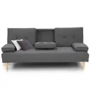 Sarantino Linen Fabric Sofa Bed Lounge Couch Futon - Dark Grey