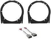 ASC Audio 6+-Inch 6" 6.5" 5" 5.25" Car Stereo Front Door Speaker Install Spacer Mount Plate Bracket Adapters and Speaker Wire Harness Connectors Combo for 2002-2006 Acura RSX, 2003-2007 Honda Accord