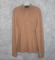 Nordstrom Sweater Mens Large Brown Merino Wool Pullover 1/4 Zip Long Sleeve