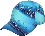 [YANYU] Sky Blue Musical Notes Print Adjustable Snapback Hat Baseball Cap Comfortable and Stylish for Men and Women, Black, One Size
