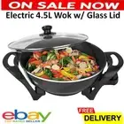 Electric Wok 4.5L Frying Pan Frypan Non Stick with Glass Lid Cooking Portable