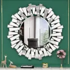 3D Large Accent Mirror Wall Hanging Decorative Mirror with Irregular Framed