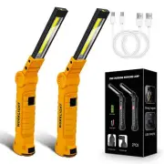 2 Pack Luz De Trabajo LED Recargable Usb COB Base Magnetica 360� 5 Modos